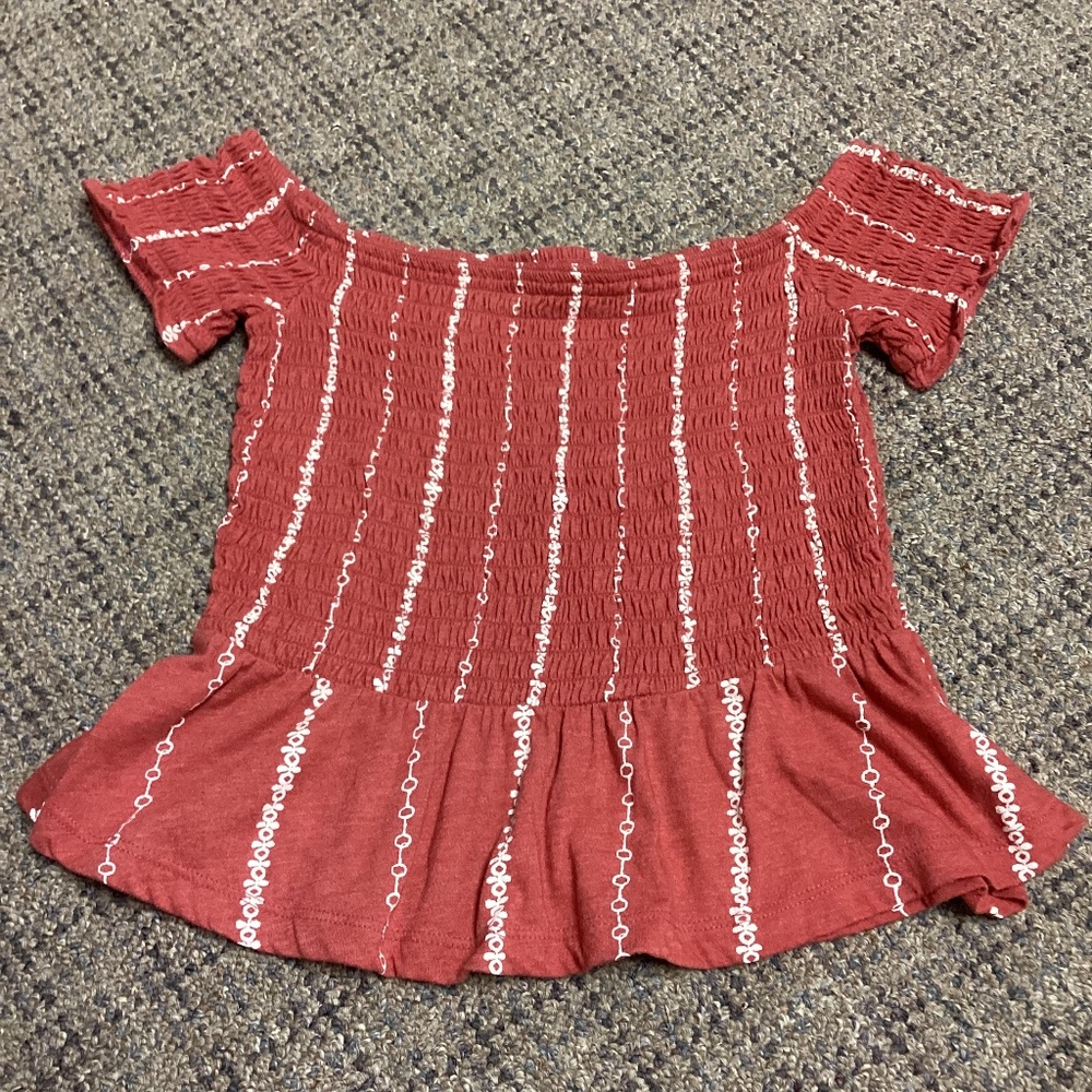 Aeropostale Rust Colored Stretch Off the Shoulder Top * Size Juniors Small